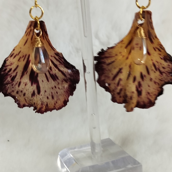 Hand Crafted Jewelry - Elegant Natural Brown and Gold Earrings